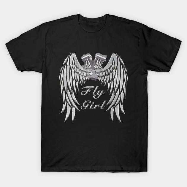 Fly Girl Twin Valves T-Shirt by MotoGirl